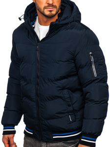 Blouson d'hiver matelassé pour homme bleu foncé Bolf 6971