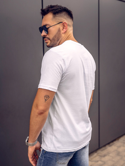 Tee-shirt en coton imprimé pour homme blanc Bolf 143024A