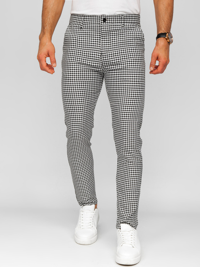 Homme Pantalon élégant à carreaux Noir Bolf 184143