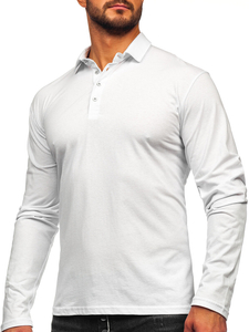 Homme Polo en coton à manches longues Blanc Bolf 5119
