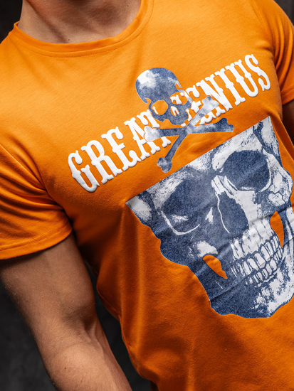 Tee-shirt orange avec imprimé pour homme Bolf Y70005