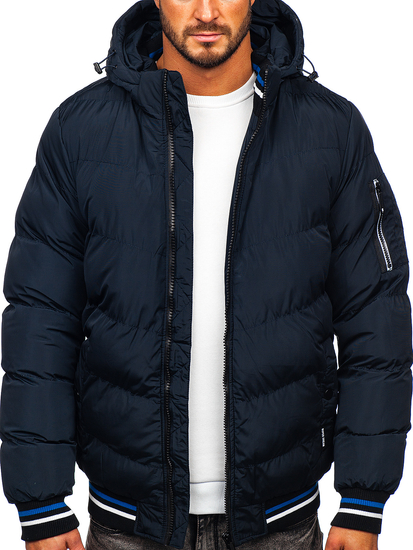 Blouson d'hiver matelassé pour homme bleu foncé Bolf 6971