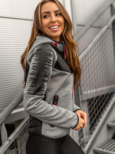 Sweat-shirt à capuche matelassé femme gris Bolf KSW4007A