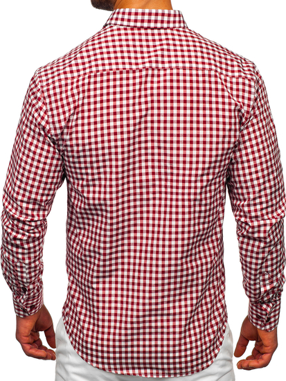 Homme Chemise à carreaux vichy à manche longue Rouge Bolf 22747