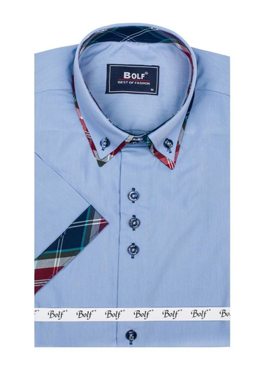 Chemise à manches courtes pour homme bleue claire Bolf 6540