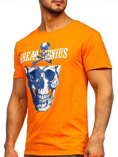 Tee-shirt orange avec imprimé pour homme Bolf Y70005
