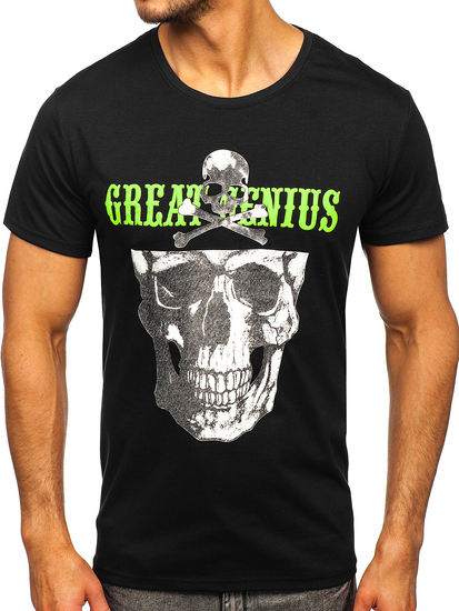 Tee-shirt noir avec imprimé pour homme Bolf Y70020