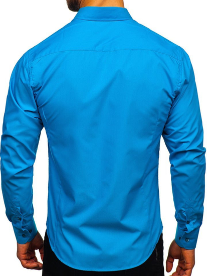 Chemise élégante turquoise à manches longues pour homme Bolf 1703