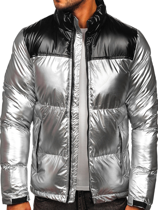 Blouson d'hiver matelassé pour homme argent Bolf 1188