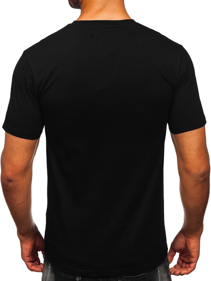 Homme T-shirt imprimé en coton Noir Bolf MPO3555