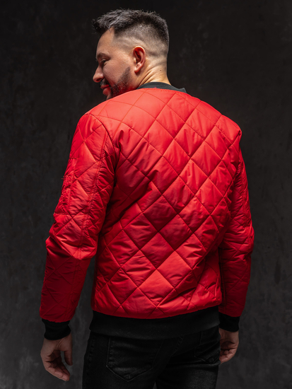 Homme Blouson de transition bomber matelassé Rouge Bolf MY-01A1