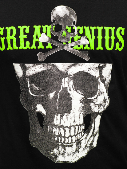 Tee-shirt noir avec imprimé pour homme Bolf Y70020