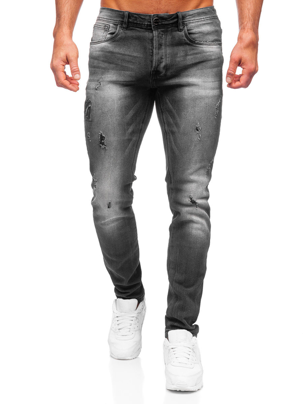 Pantalon en jean regular fit pour homme noir Bolf MP008N