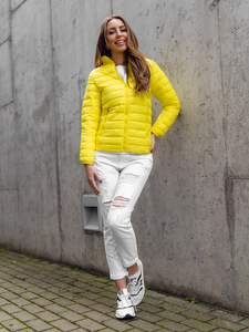 Blouson de transition à col montant matelassé pour femme jaune Bolf 1141A