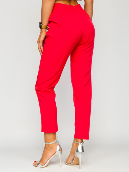 Pantalon en tissu avec boutons décoratifs pour femme corail Bolf 8155