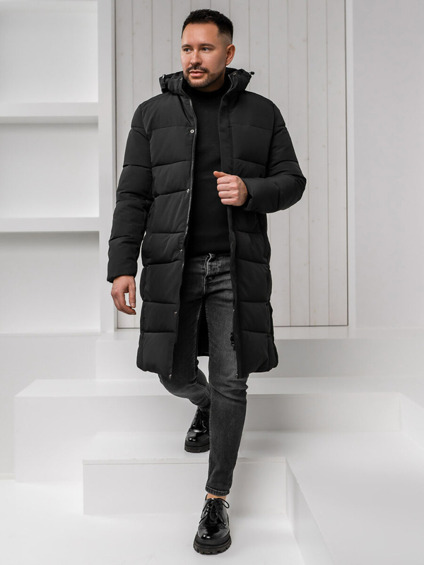 Homme Blouson d'hiver longue matelassée Noir Bolf 31M5009A1