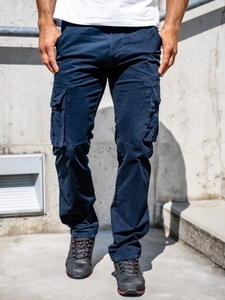 Pantalon cargo pour homme bleu foncé avec ceinture Bolf 1672  
