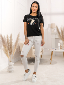 Femme T-shirt imprimé Noir Bolf 95T2501