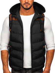 Gilet matelassé à capuche pour homme noir Bolf B5382