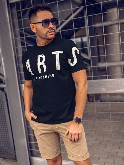 Tee-shirt imprimé pour homme noir Bolf 1180A