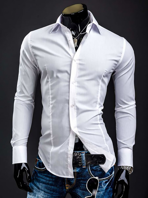 Chemise élégante blanche à manches longues pour homme Bolf 1703A