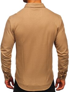 Homme Chemise en mousseline à manches longues Marron Bolf 506