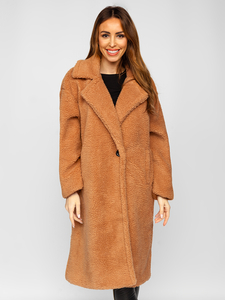 Femme Manteau d'hiver long et chaud Camel Bolf AN105A
