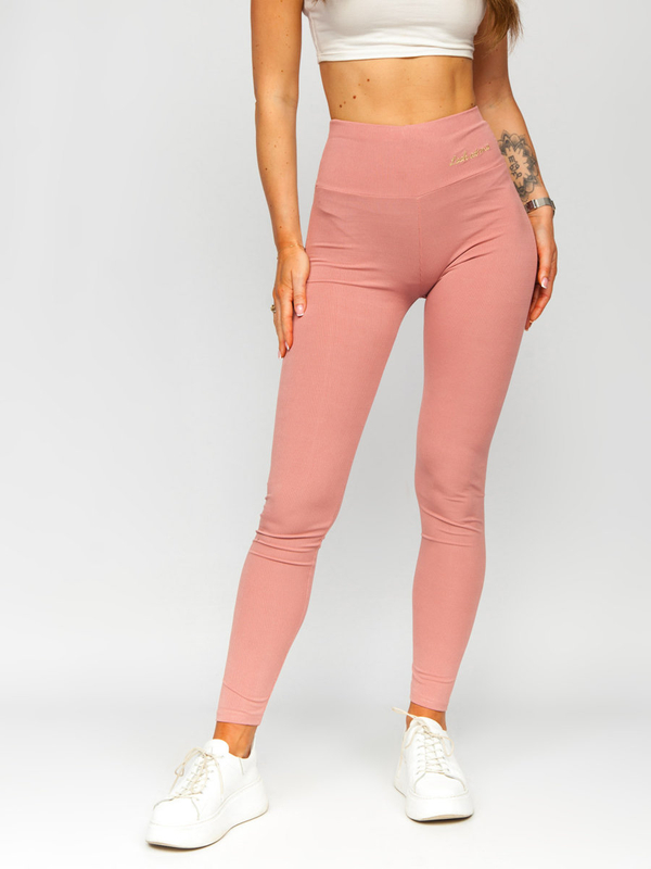 Legging côtelé pour femme rose Bolf W7501