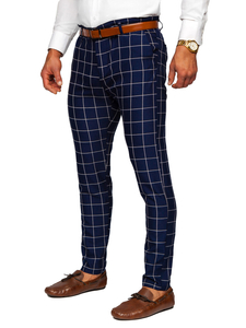 Homme Pantalon chino à carreaux Bleu foncé Bolf 0038