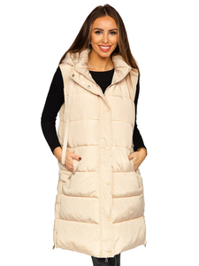 Gilet long matelassé oversize pour femme beige Bolf 81276