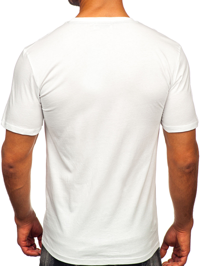 Homme T-shirt imprimé en coton Blanc Bolf MPO3484