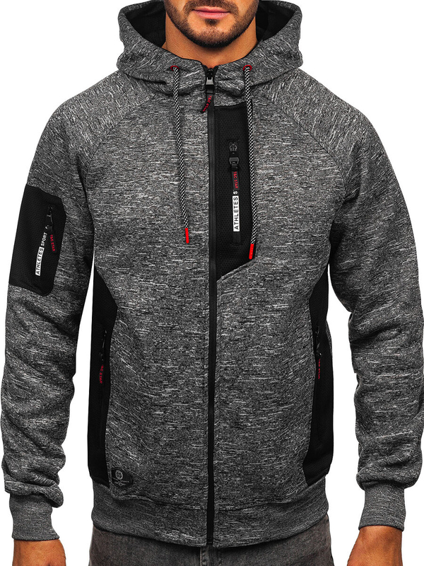 Homme Sweat-shirt à capuche chaud Anthracite Bolf TC1306