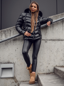 Femme Blouson de transition matelassé à capuche Noir Bolf 5M3138