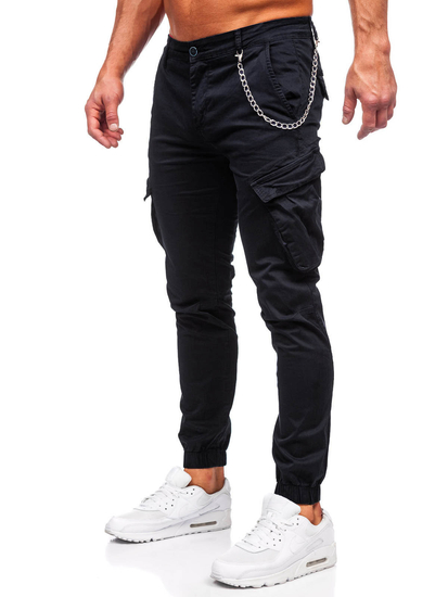 Homme Pantalon jogger cargo Noir Bolf SK850