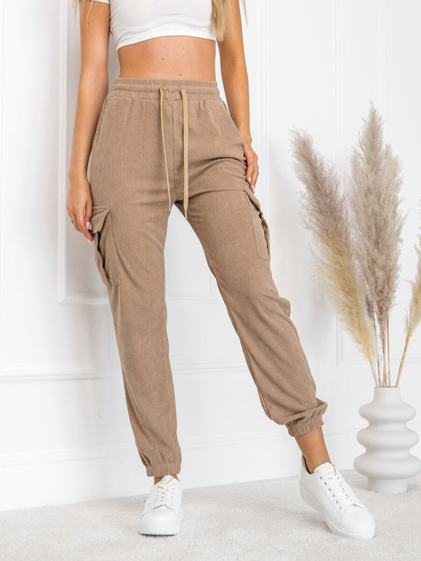 Femme Pantalon de jogging cargo en rayures Marron Bolf W7861