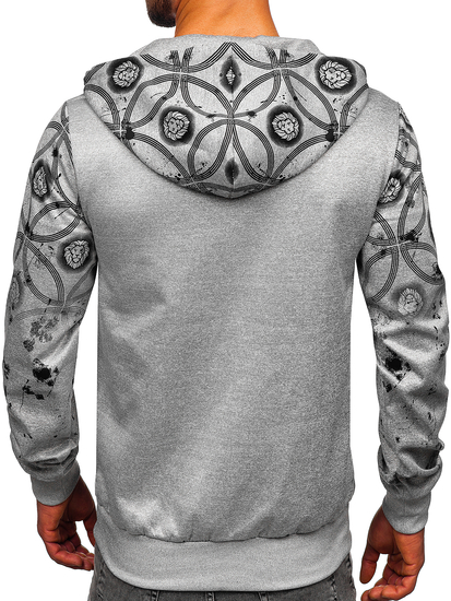 Sweat-shirt avec fermeture à capuche pour homme gris Bolf 27B8122