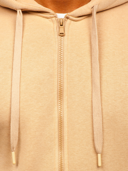 Sweat-shirt beige zippé à capuche pour homme Bolf 2008