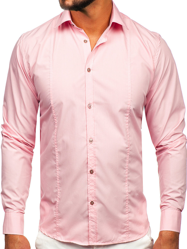 Homme Chemise élégante à manche longue Rose Bolf 6944