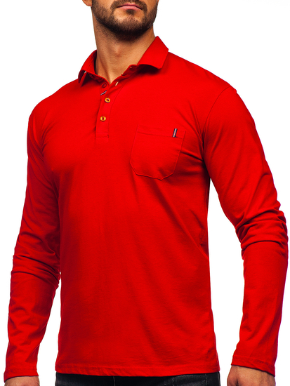 Homme Polo en coton à manches longues Rouge Bolf 5120