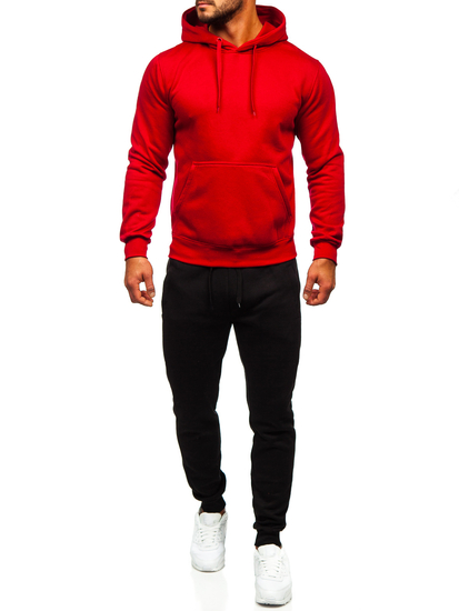 Survêtement avec sweat-shirt à capuche kangourou pour homme bordeaux Bolf D002