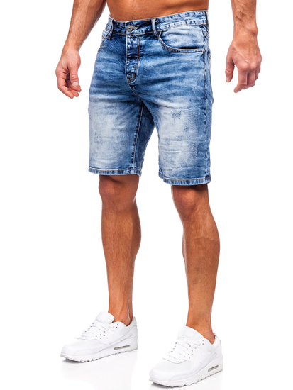 Le short en jean pour homme bleu foncé Bolf RJ933