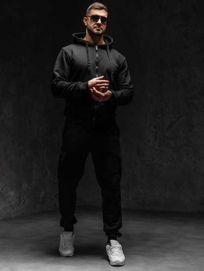 Sweat-shirt noir zippé à capuche pour homme Bolf 2008 