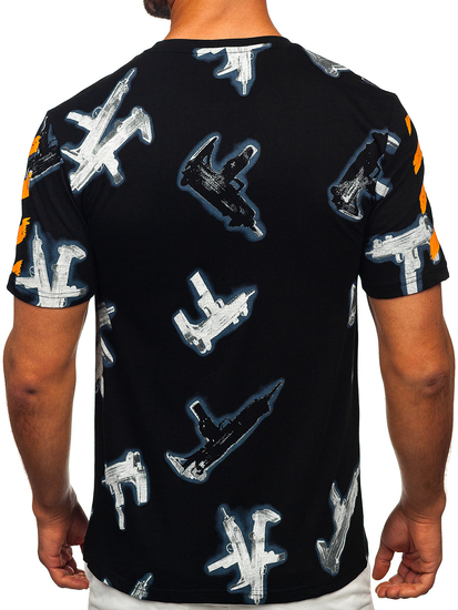 Homme T-shirt imprimé en coton Noir Bolf MPO3471