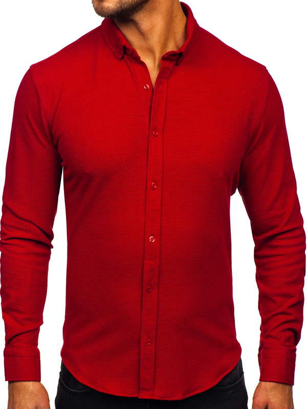 Homme Chemise en mousseline à manches longues Bordeaux Bolf 506