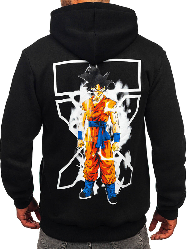 Homme Sweat-shirt imprimé à capuche Noir Bolf 147049