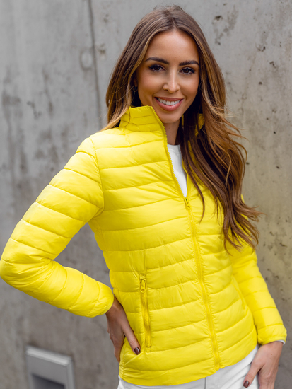 Blouson de transition à col montant matelassé pour femme jaune Bolf 1141A