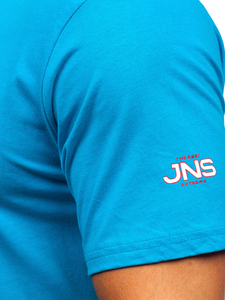 Homme T-shirt imprimé en coton Turquoise Bolf 14741