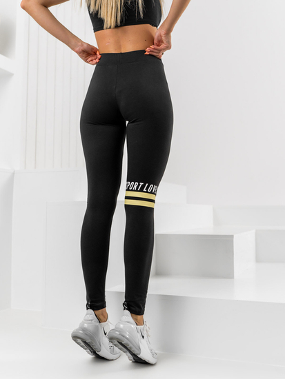 Legging pour femme avec imprimé noir-jaune Bolf 82350