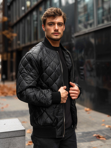 Homme Blouson de transition bomber matelassé Noir Bolf MY-01A2