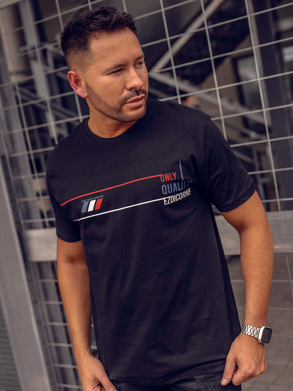 Tee-shirt en coton imprimé pour homme noir Bolf 14772A